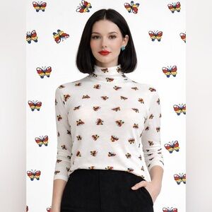 NOS vintage 80s butterfly turtleneck. S